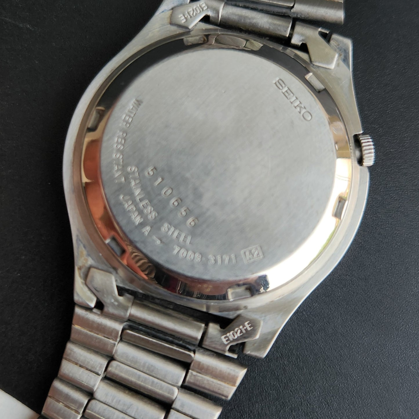 Vintage 1985 Original Seiko 5 Automatic 7009-3171 Gray Face 17 Jewels Day-Date Japanese Men's Wrist Watch EG04