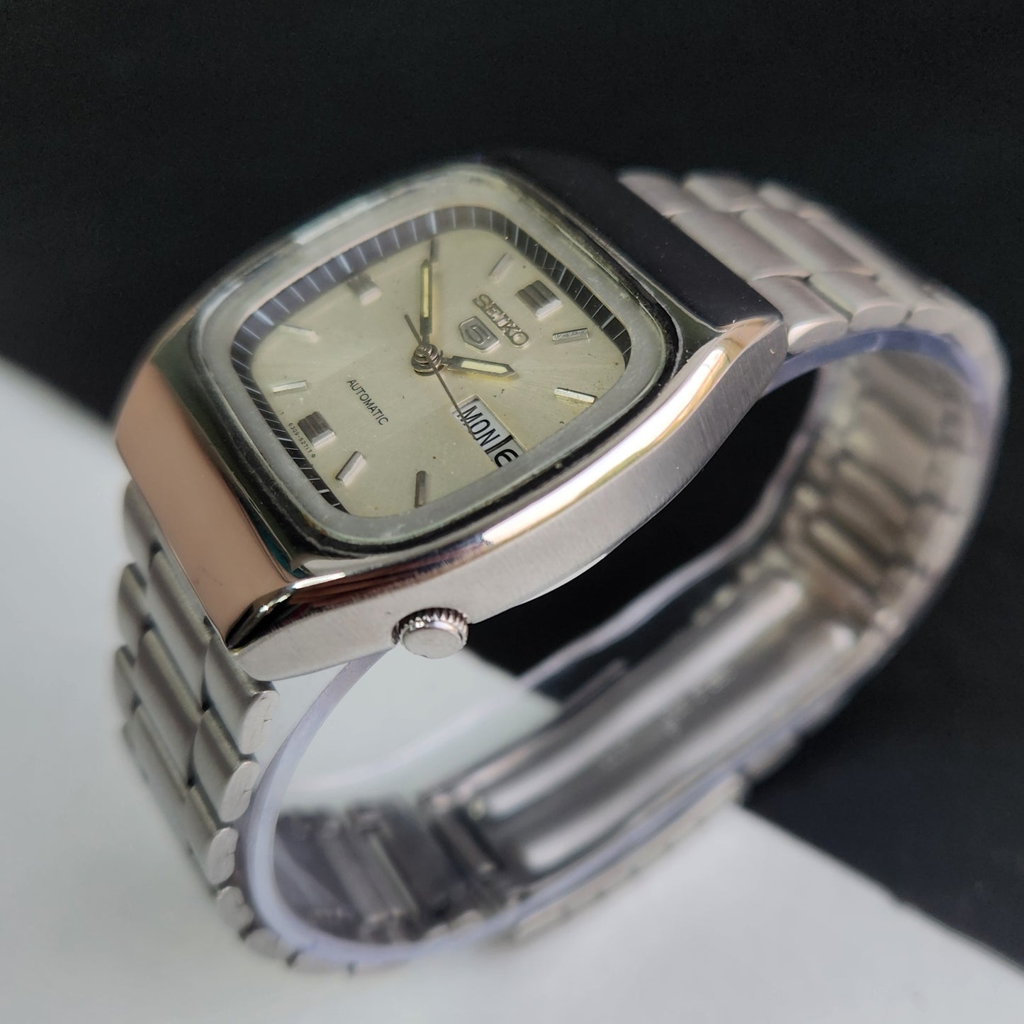 Vintage 1984 Original Seiko 5 Automatic 6309-5230 Silver Face 17 Jewels Day-Date Japanese Men's Wrist Watch EG08