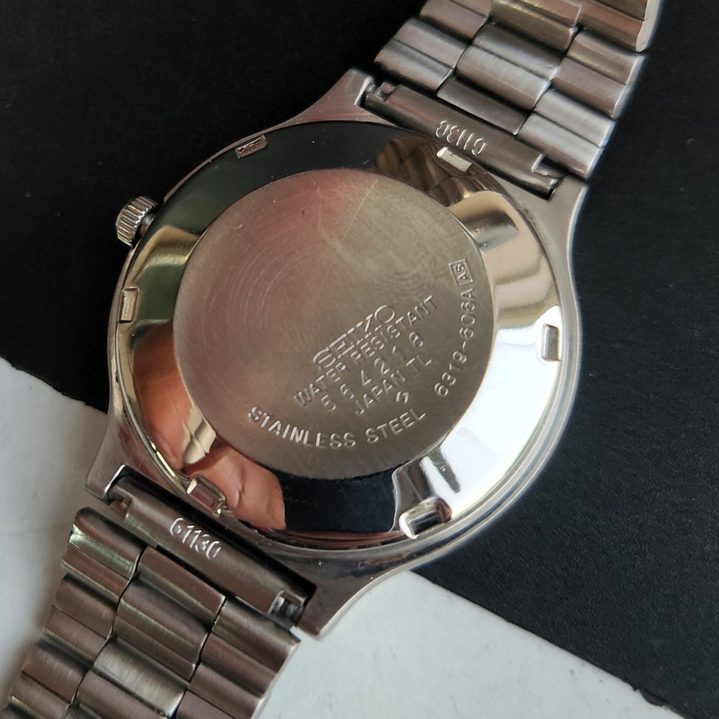 Vintage 1985 Original Seiko 5 Automatic 6319-606A Black Face 21 Jewels Day-Date Japanese Men's Wrist Watch EG09