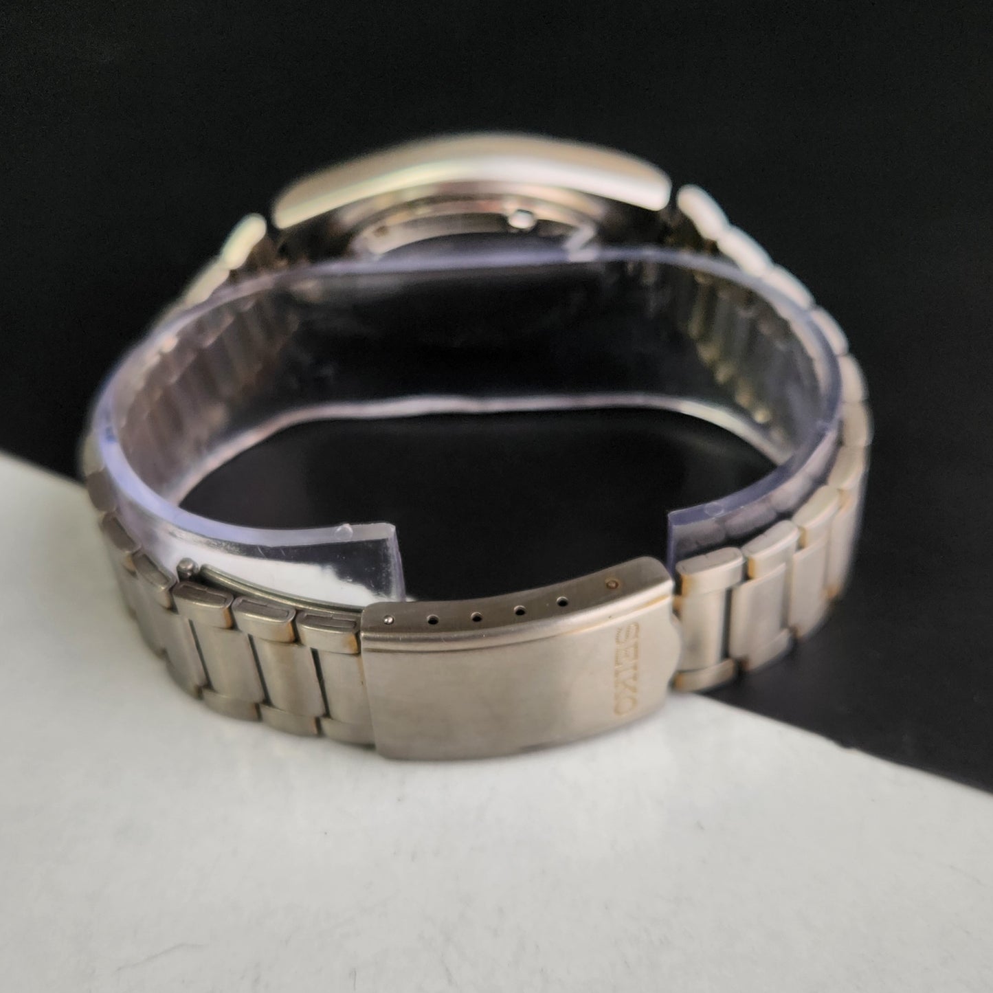 Vintage 1999 Original Seiko 5 Automatic 7S26-3100 Gray Face 21 Jewels Day-Date Japanese Men's Wrist Watch EG10