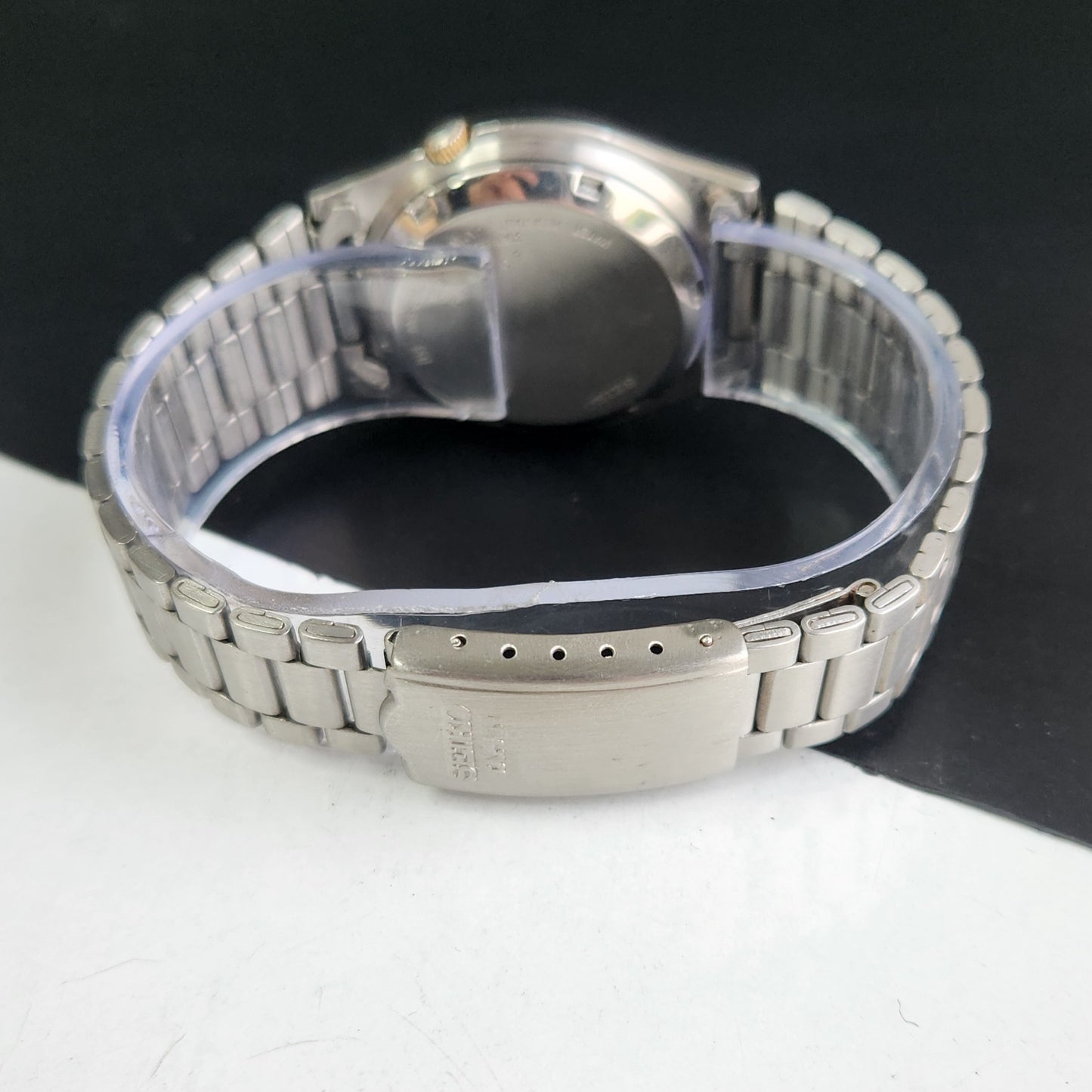 Vintage 1996 Original Seiko 5 Automatic 7S26-3160 Golden Face 21 Jewels Day-Date Japanese Men's Wrist Watch EG11