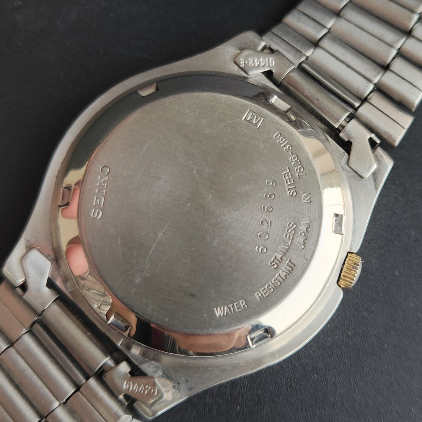 Vintage 1996 Original Seiko 5 Automatic 7S26-3160 Golden Face 21 Jewels Day-Date Japanese Men's Wrist Watch EG11