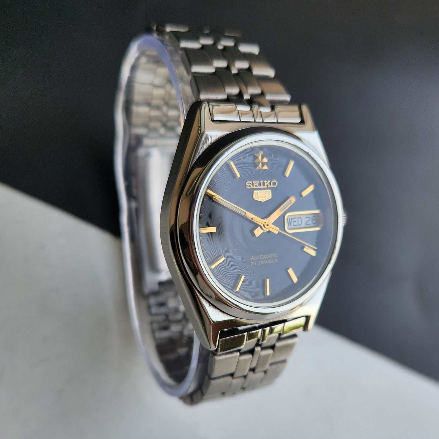Vintage 1998 Original Seiko 5 Automatic 7S26-0070 Black Face 21 Jewels Day-Date Japanese Men's Wrist Watch EG15