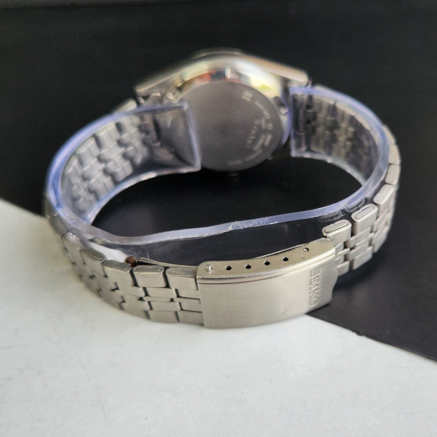 Vintage 1998 Original Seiko 5 Automatic 7S26-0070 Black Face 21 Jewels Day-Date Japanese Men's Wrist Watch EG15