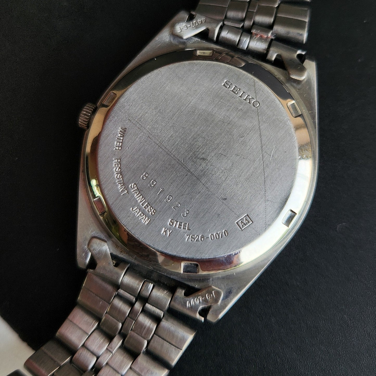 Vintage 1998 Original Seiko 5 Automatic 7S26-0070 Black Face 21 Jewels Day-Date Japanese Men's Wrist Watch EG15