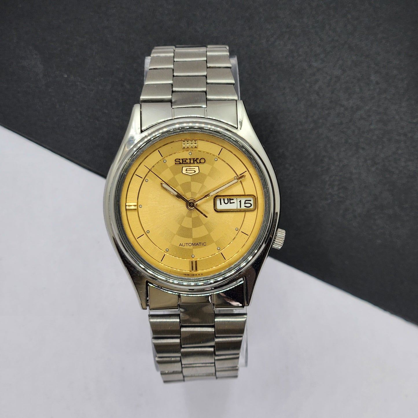 Vintage 1969 Original Seiko 5 Automatic 7019-8180 Golden Face 21 Jewels Day-Date Japanese Men's Wrist Watch EG19