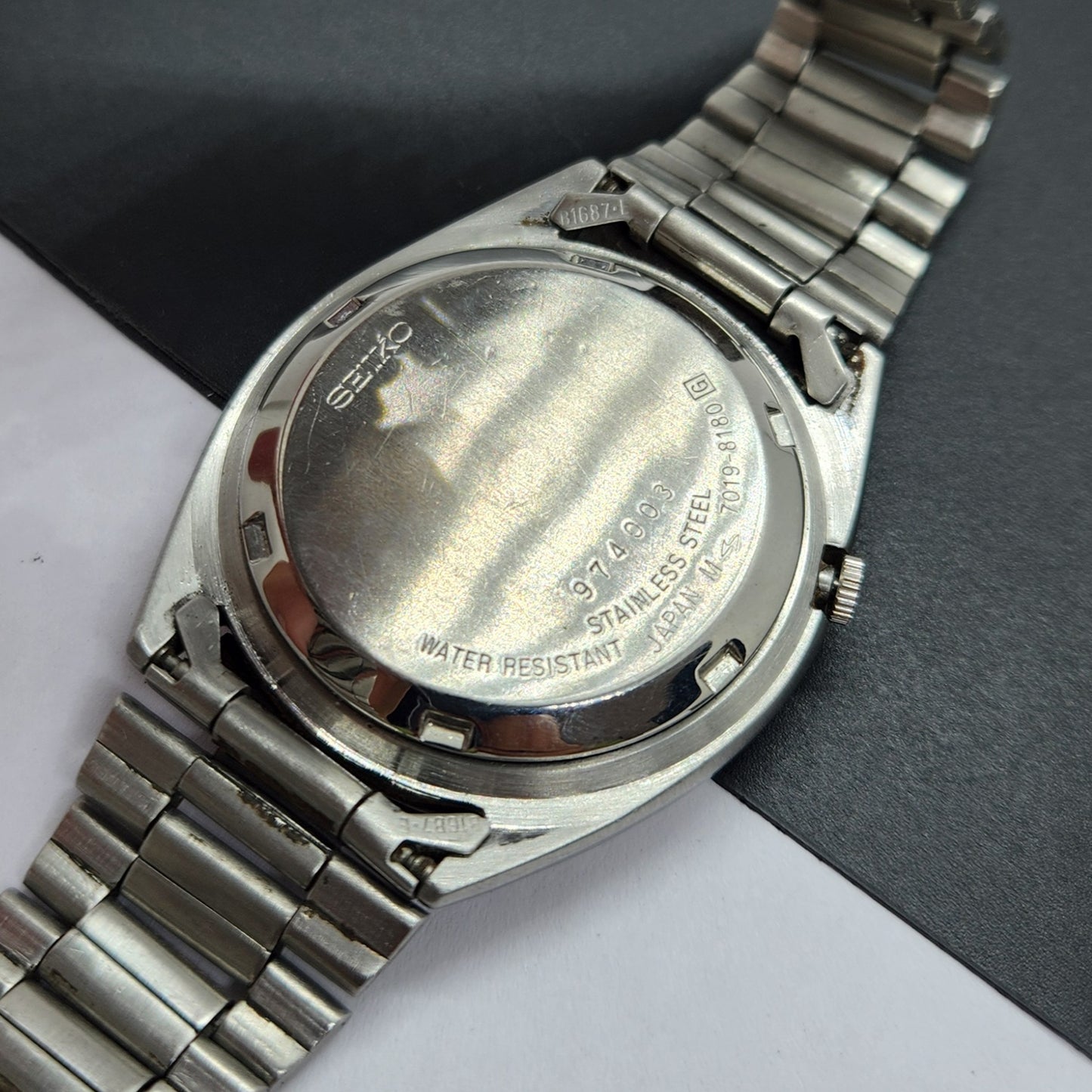 Vintage 1969 Original Seiko 5 Automatic 7019-8180 Golden Face 21 Jewels Day-Date Japanese Men's Wrist Watch EG22
