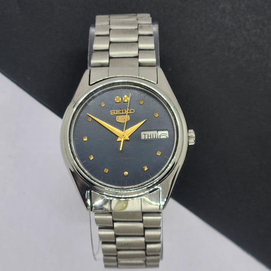 Vintage 1976 Original Seiko 5 Automatic 6309-6240 Blue Face 17 Jewels Day-Date Japanese Men's Wrist Watch EG27