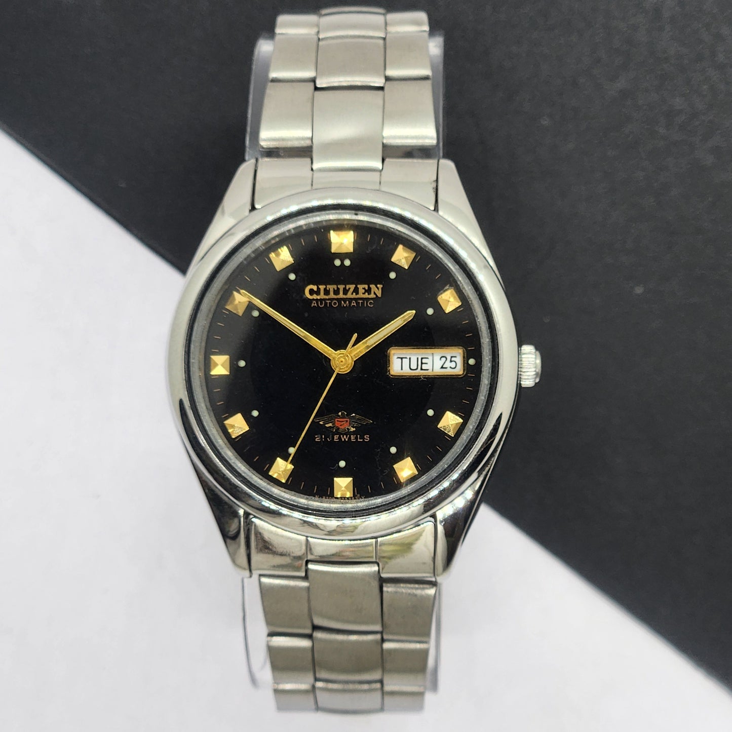 Vintage 1977 Original Citizen Automatic Cal. 8200 Black Face 21 Jewels Day-Date Japanese Men's Wrist Watch EG28
