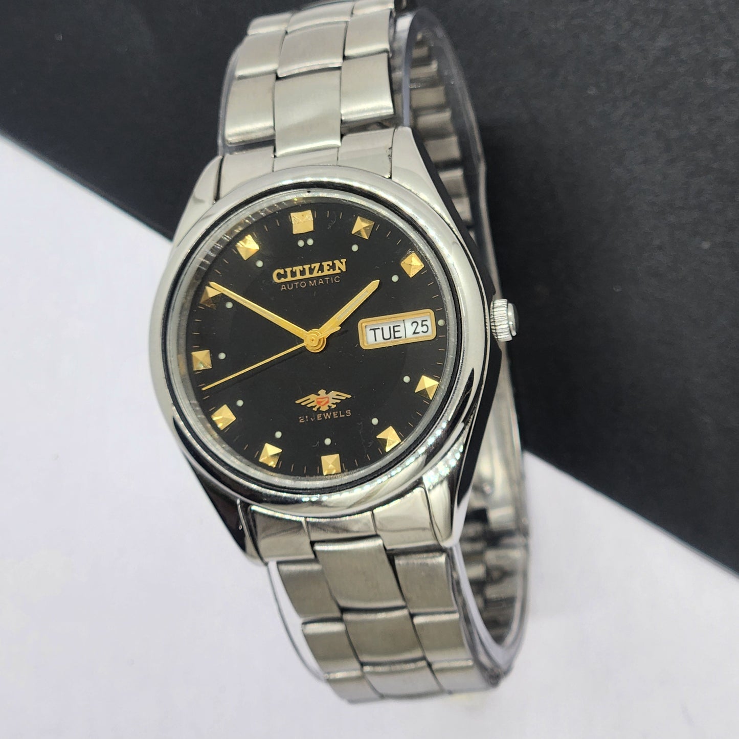 Vintage 1977 Original Citizen Automatic Cal. 8200 Black Face 21 Jewels Day-Date Japanese Men's Wrist Watch EG28