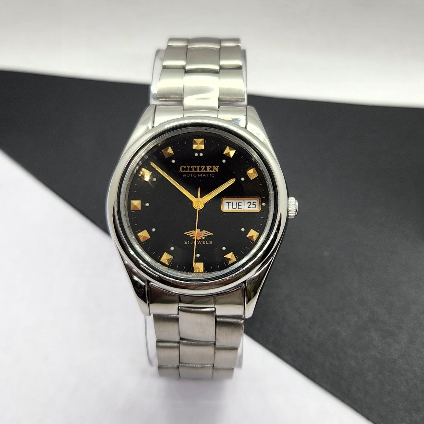 Vintage 1977 Original Citizen Automatic Cal. 8200 Black Face 21 Jewels Day-Date Japanese Men's Wrist Watch EG28