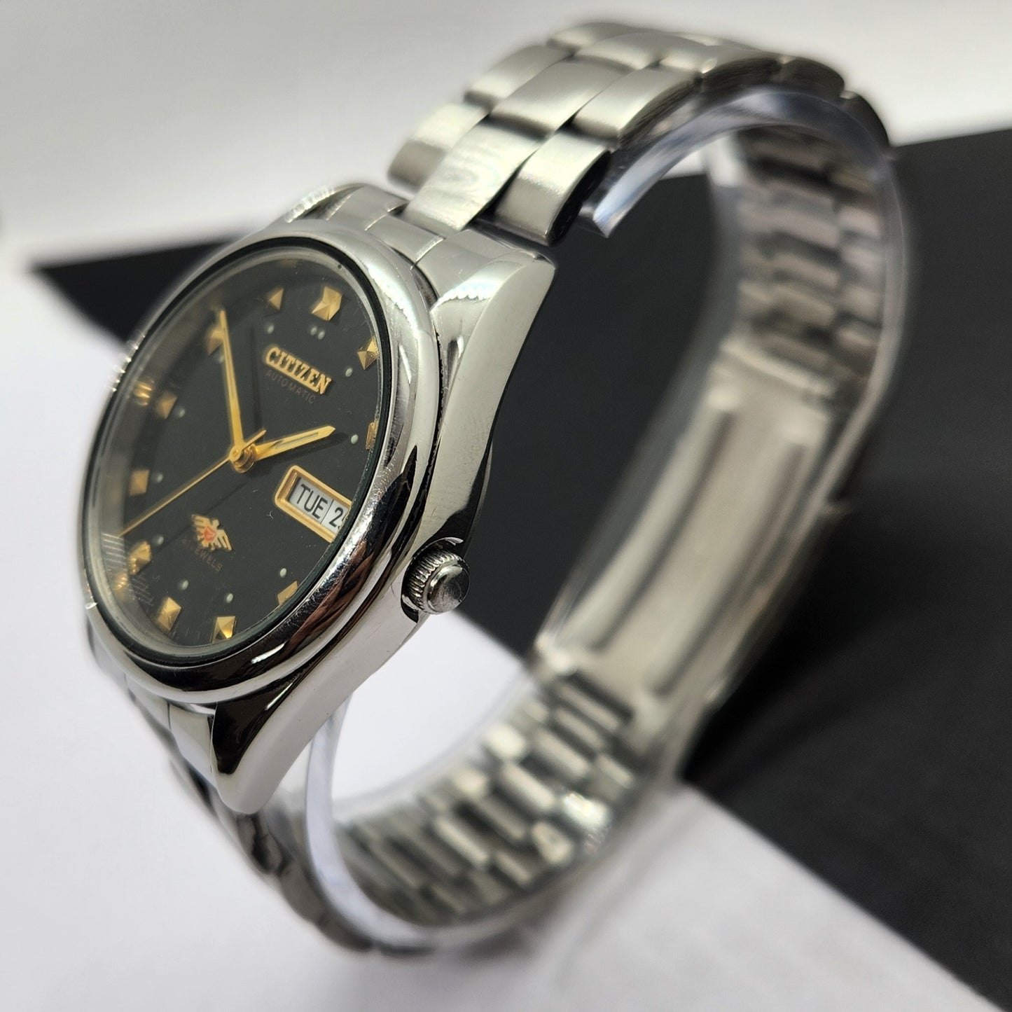 Vintage 1977 Original Citizen Automatic Cal. 8200 Black Face 21 Jewels Day-Date Japanese Men's Wrist Watch EG28