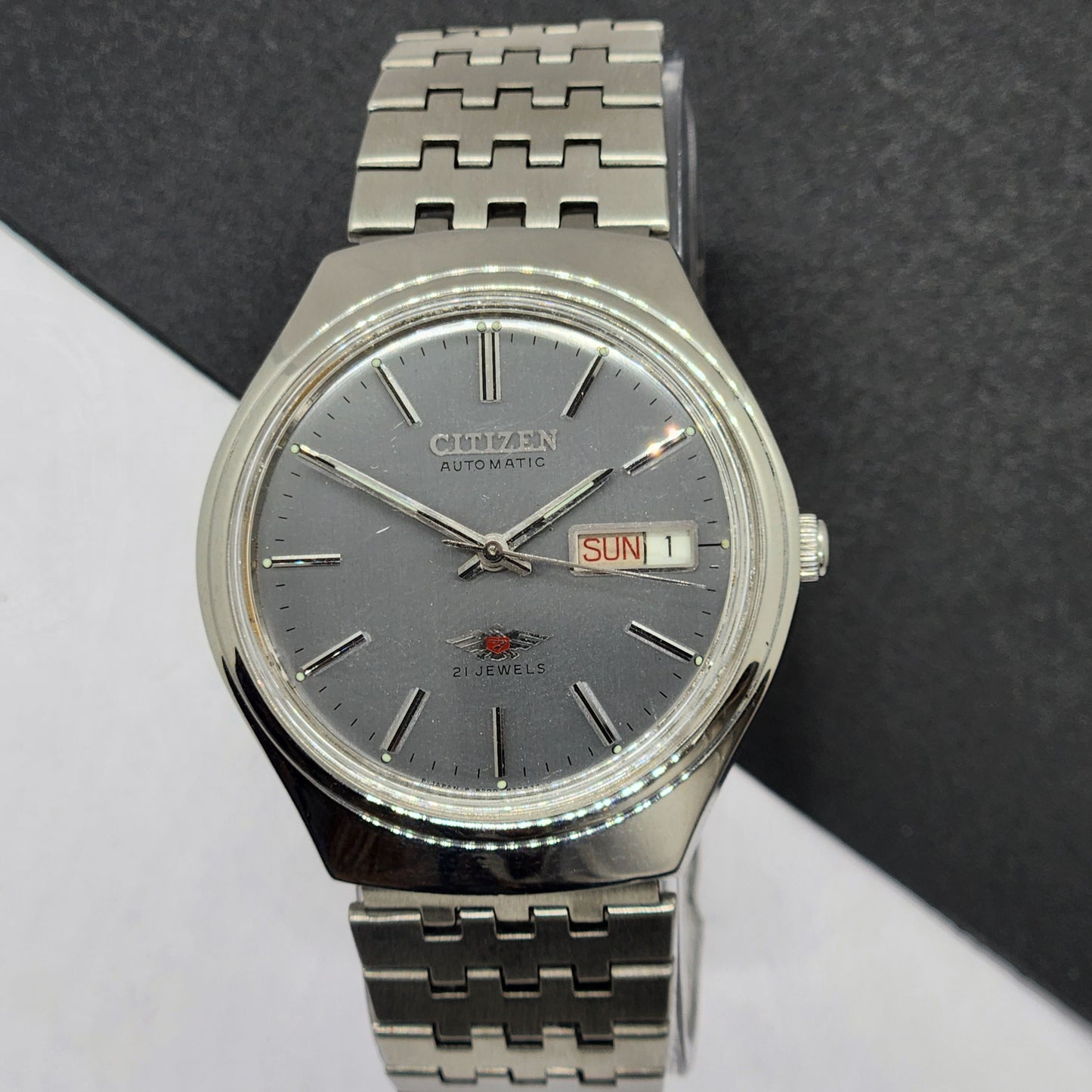 Vintage 1984 Original Citizen Automatic Cal. 8200 Gray Face 21 Jewels Day-Date Japanese Men's Wrist Watch EG31