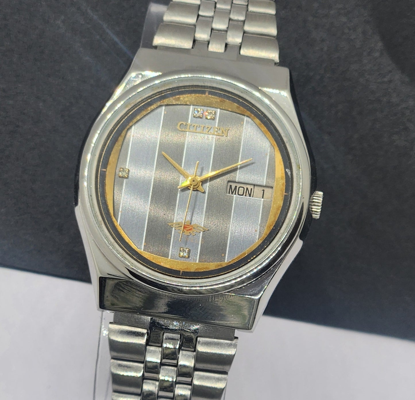 Vintage 1993 Original Citizen Automatic Cal. 8200 Gray Face 21 Jewels Day-Date Japanese Men's Wrist Watch EG33
