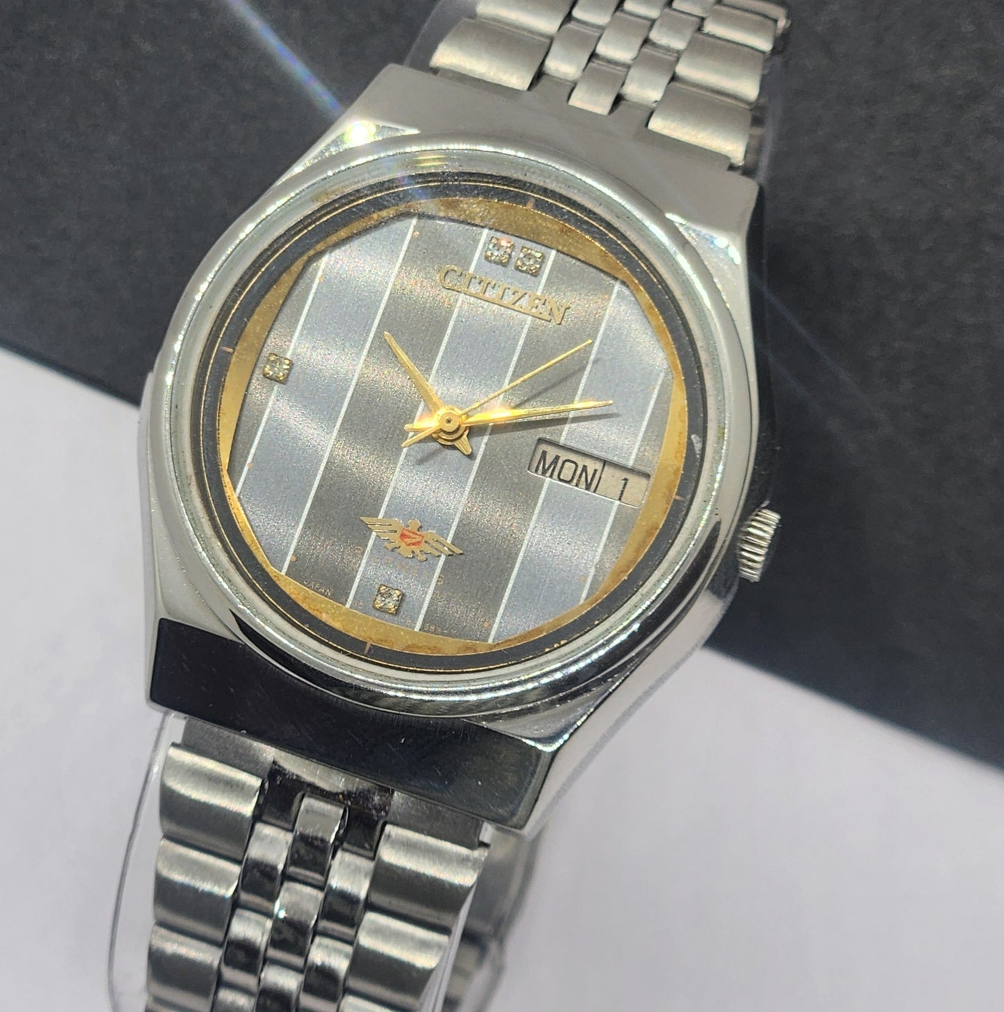 Vintage 1993 Original Citizen Automatic Cal. 8200 Gray Face 21 Jewels Day-Date Japanese Men's Wrist Watch EG33