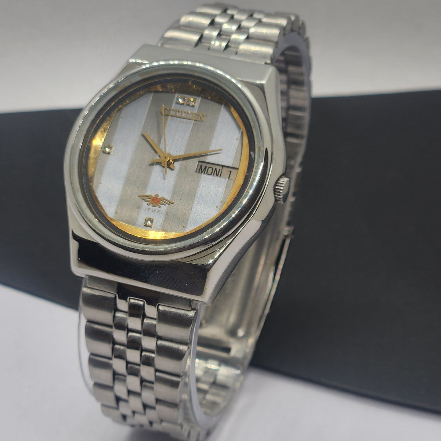 Vintage 1993 Original Citizen Automatic Cal. 8200 Gray Face 21 Jewels Day-Date Japanese Men's Wrist Watch EG33