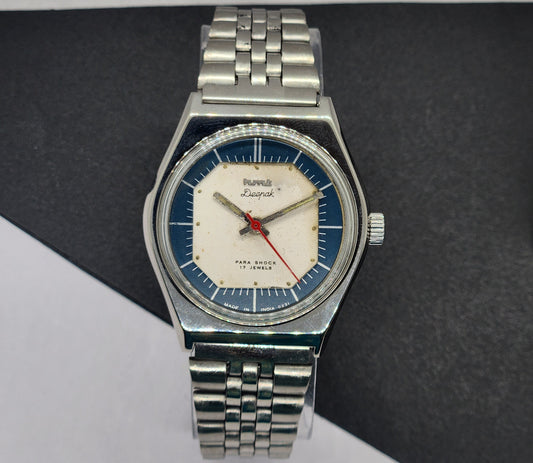 Vintage Original HMT Deepak Hand Winding 17 Jewels White Face Silver Band Men's Wrist Watch F03