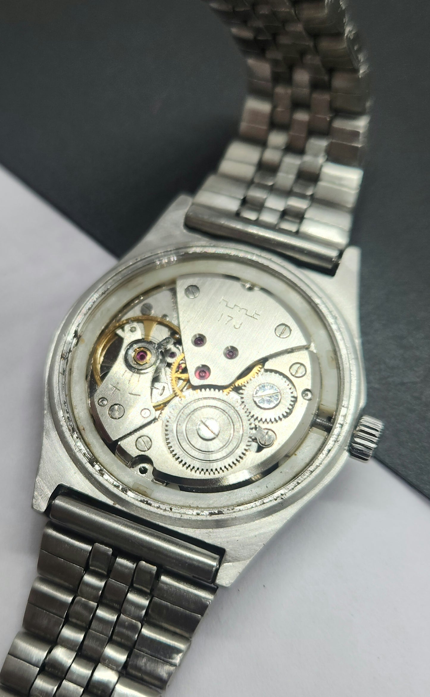 Vintage Original HMT Deepak Hand Winding 17 Jewels White Face Silver Band Men's Wrist Watch F03