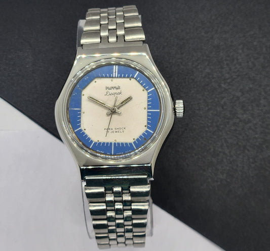 Vintage Original HMT Deepak Hand Winding 17 Jewels White Face Silver Band Men's Wrist Watch F04