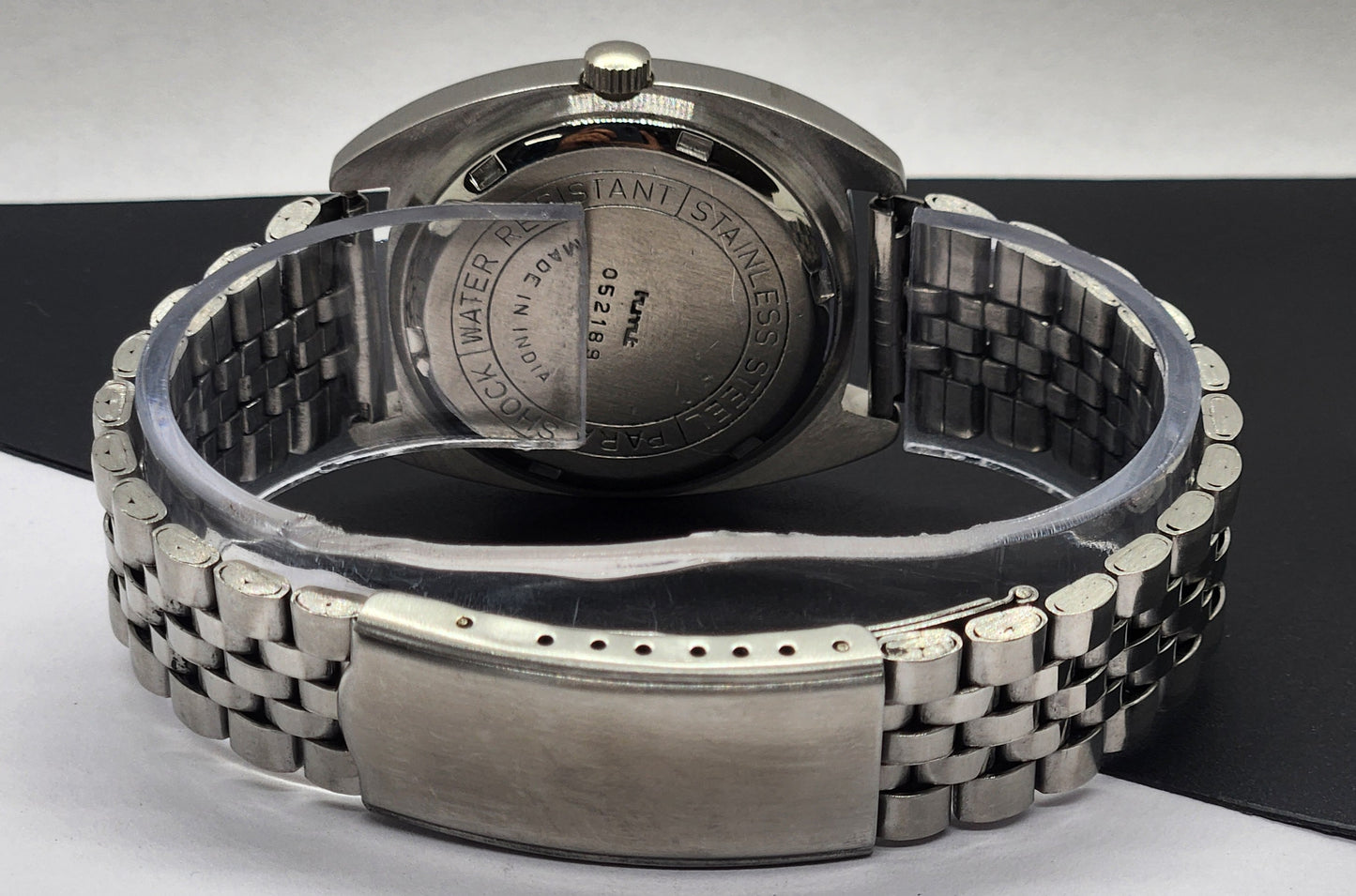 Vintage Original HMT Kohinoor Hand Winding 17 Jewels White Face Silver Bracelet Men's Wrist Watch F12