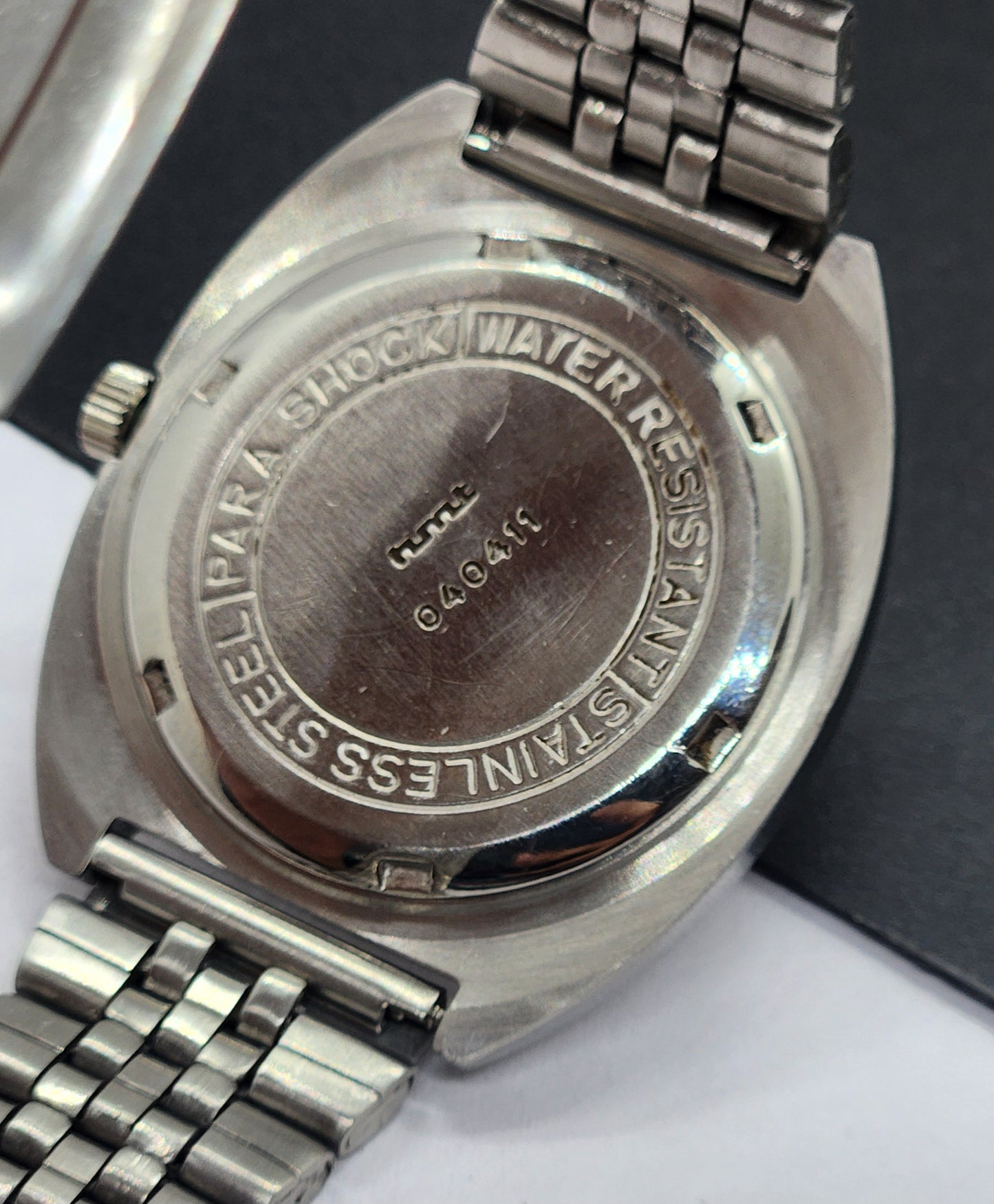 Vintage Original HMT Kohinoor Hand Winding 17 Jewels White Face Silver Bracelet Men's Wrist Watch F14