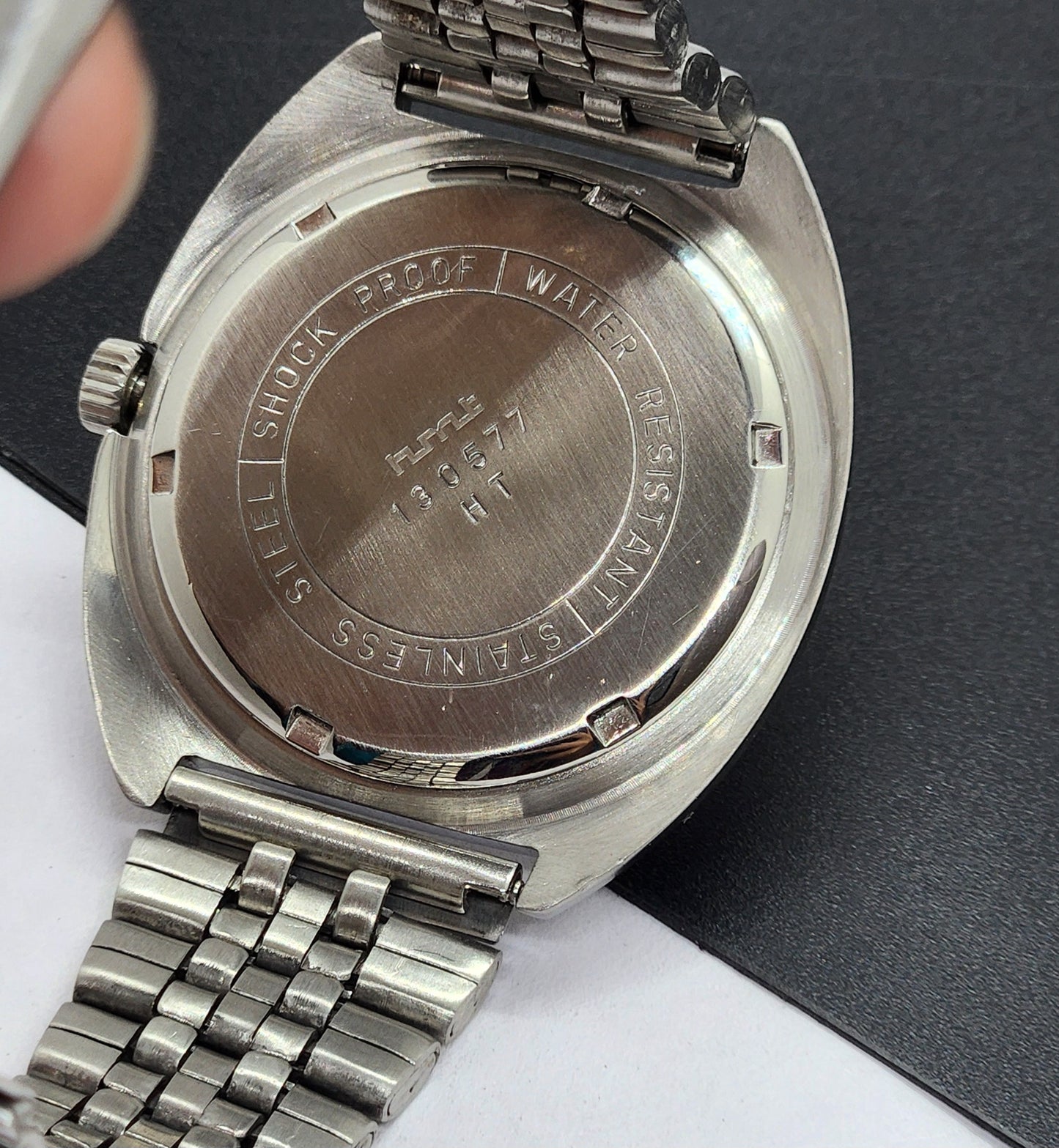 Vintage Original HMT Kohinoor Hand Winding 17 Jewels White Face Silver Bracelet Men's Wrist Watch F17