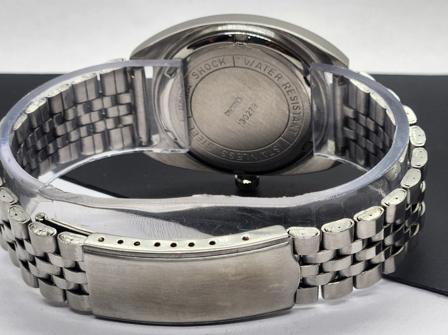 Vintage Original HMT Ashok Hand Winding 17 Jewels Black Face Silver Bracelet Men's Wrist Watch F22