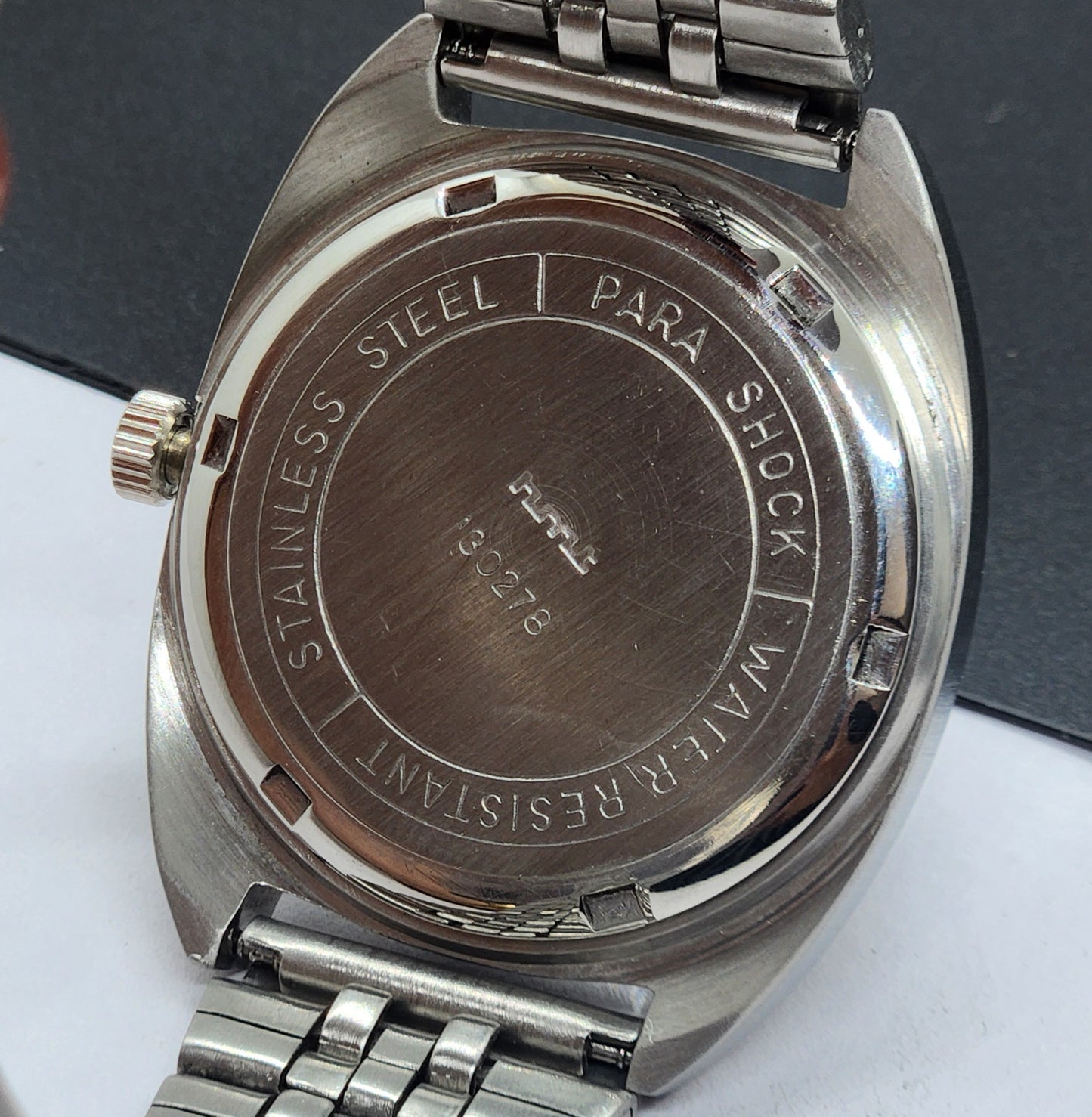 Vintage Original HMT Ashok Hand Winding 17 Jewels Black Face Silver Bracelet Men's Wrist Watch F22