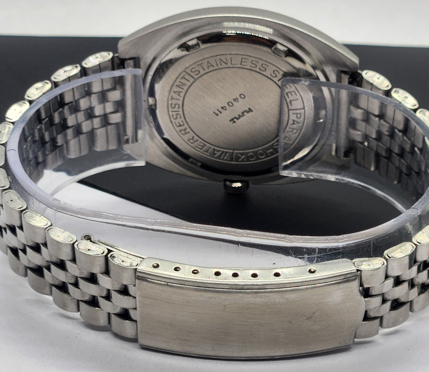 Vintage Original HMT Kohinoor Hand Winding 17 Jewels Gray Face Silver Bracelet Men's Wrist Watch F24