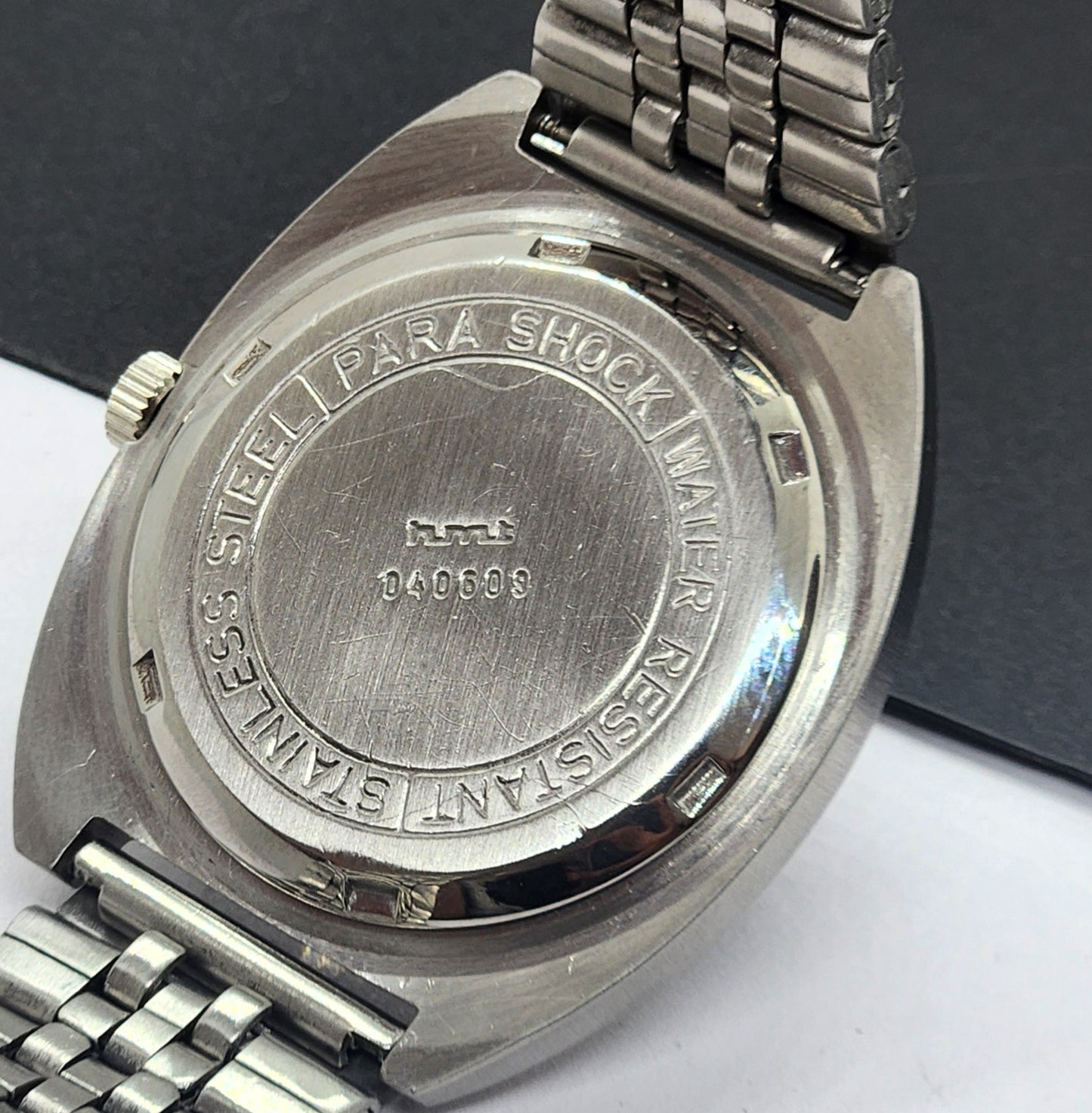Vintage Original HMT Kohinoor Hand Winding 17 Jewels Gray Face Silver Bracelet Men's Wrist Watch F25