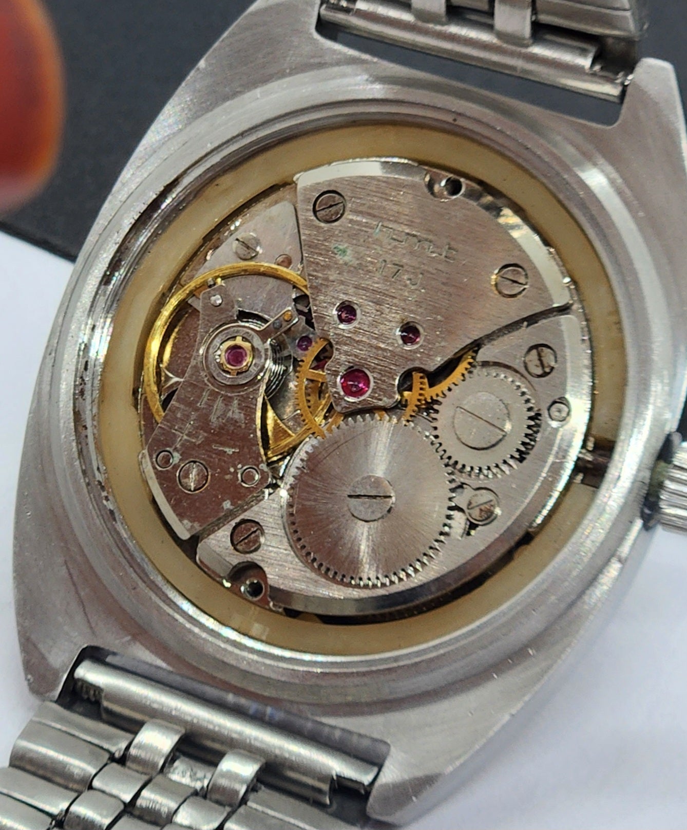 Vintage Original HMT Vijay Hand Winding 17 Jewels Gray Face Silver Bracelet Men's Wrist Watch F28
