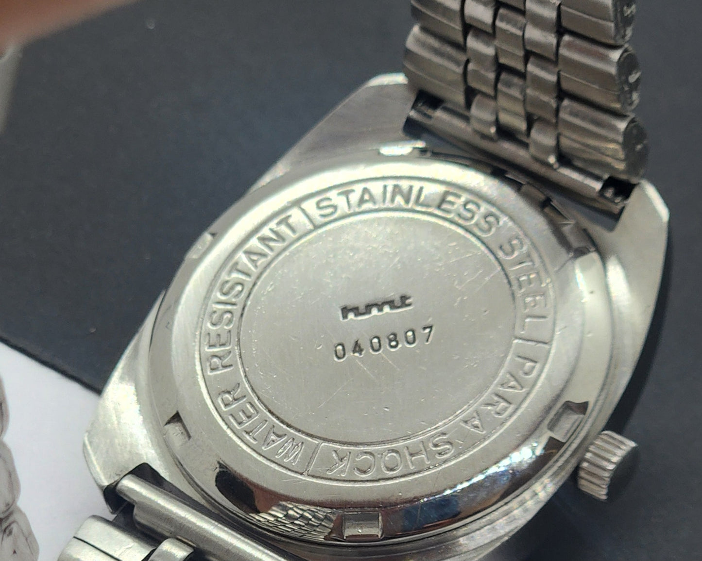 Vintage Original HMT Vijay Hand Winding 17 Jewels White Face Silver Bracelet Men's Wrist Watch F30