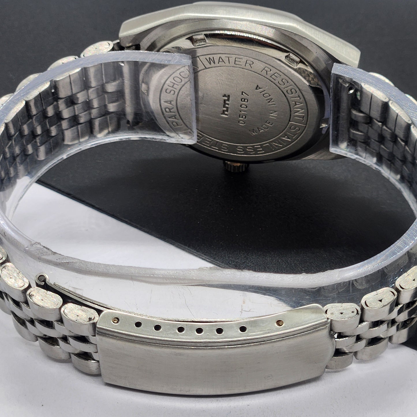 Vintage Original HMT Gautam Hand Winding 17 Jewels Silver Face Silver Bracelet Men's Wrist Watch F32