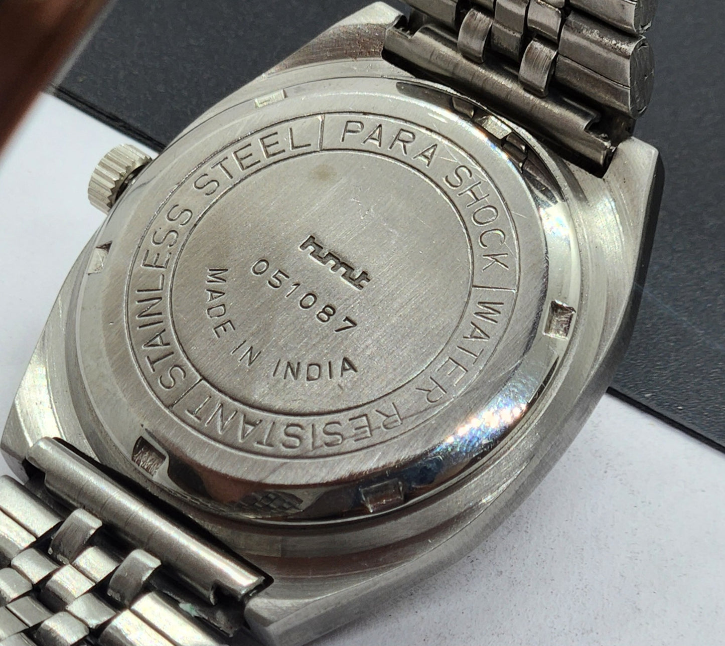Vintage Original HMT Gautam Hand Winding 17 Jewels Silver Face Silver Bracelet Men's Wrist Watch F32