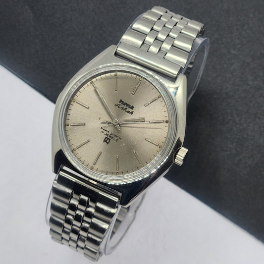 Vintage Original HMT Ashok Hand Winding 17 Jewels Silver Face Silver Bracelet Men's Wrist Watch F33