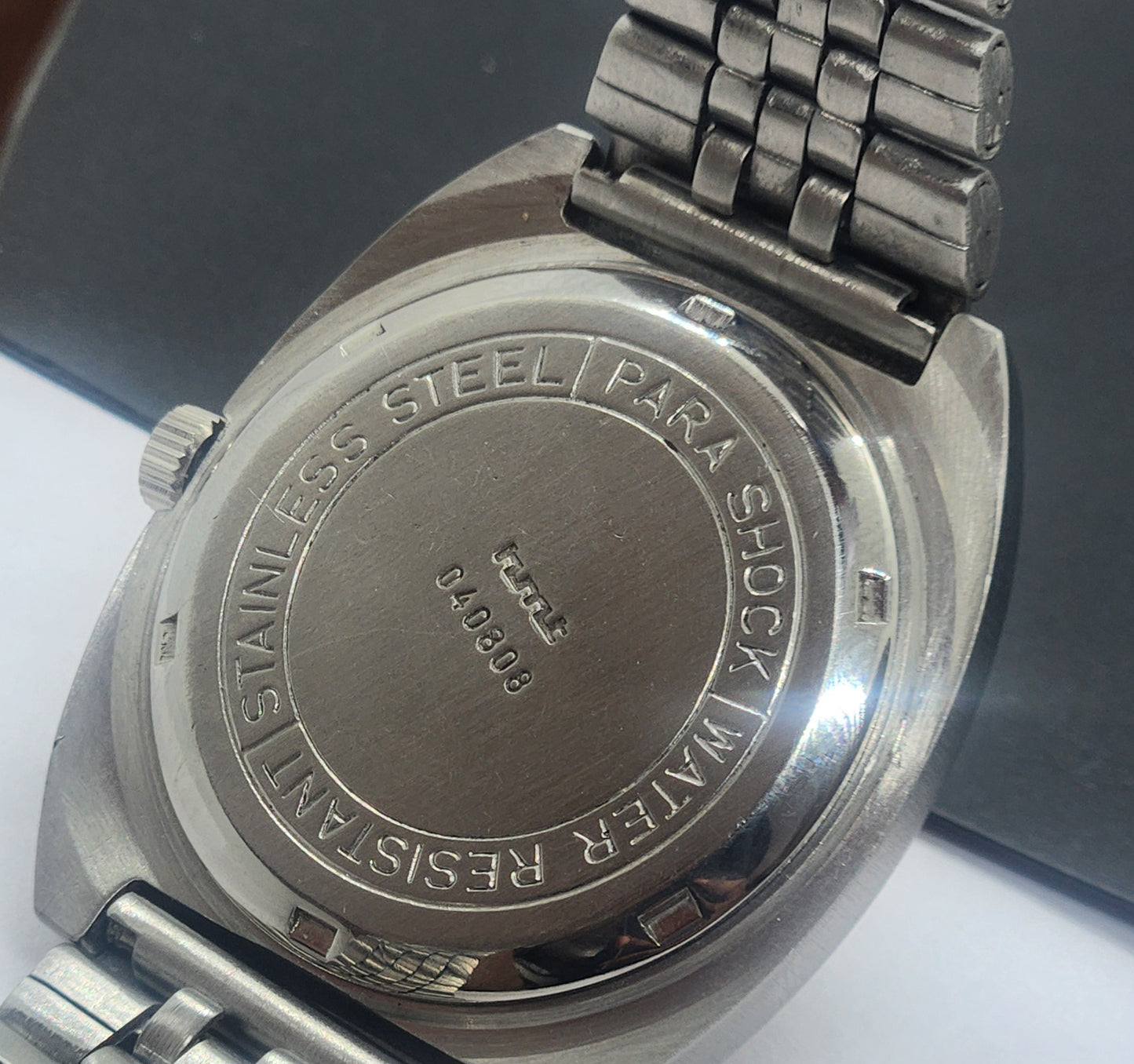Vintage Original HMT Chethan Hand Winding 17 Jewels Golden Face Silver Bracelet Men's Wrist Watch F38