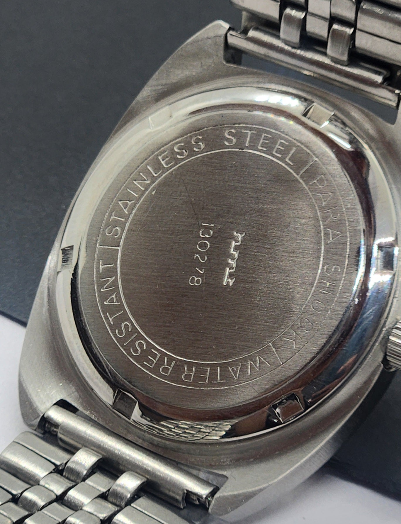 Vintage Original HMT Vijay Hand Winding 17 Jewels Black Face Silver Bracelet Men's Wrist Watch F42