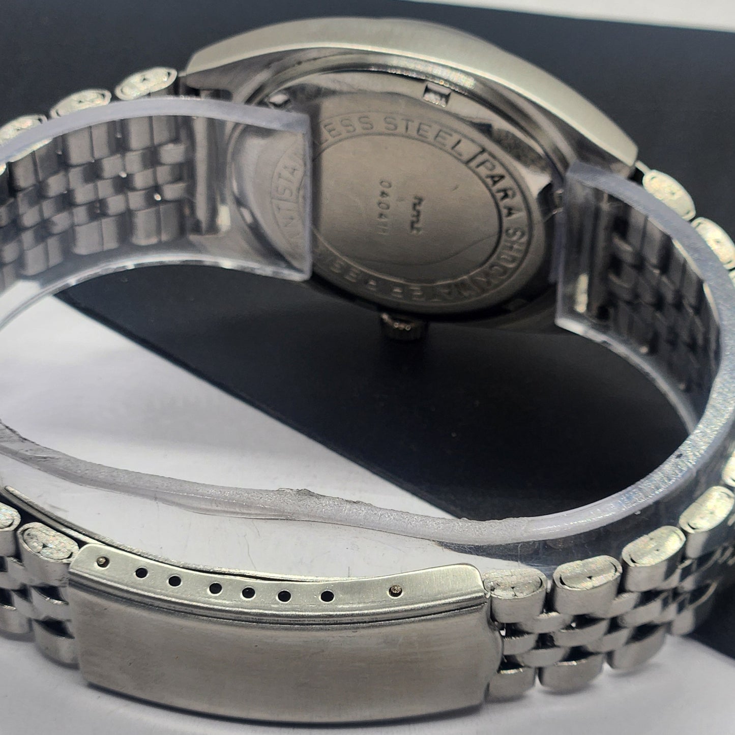 Vintage Original HMT Vijay Hand Winding 17 Jewels Golden Face Silver Bracelet Men's Wrist Watch F43