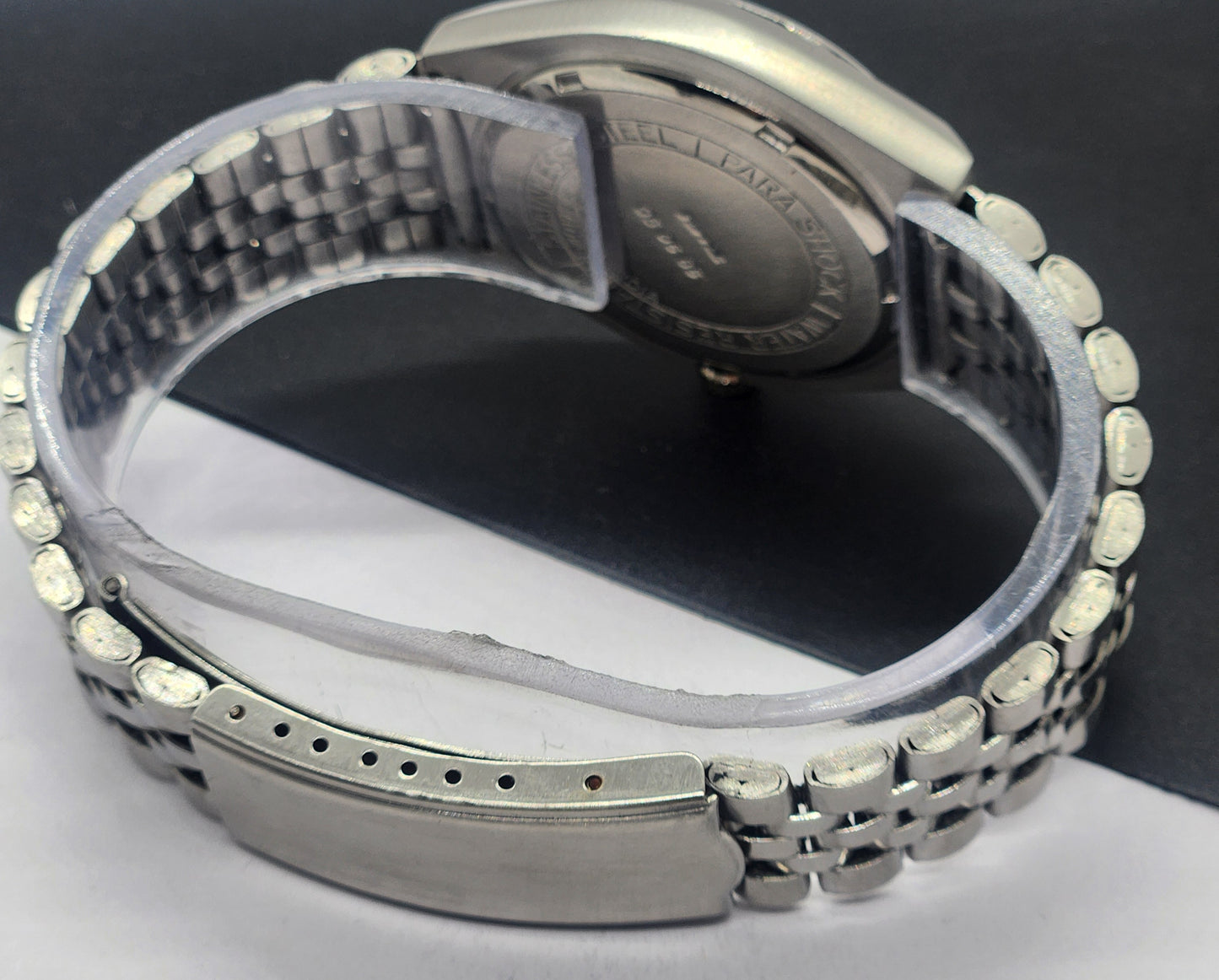 Vintage Original HMT Murya Hand Winding 17 Jewels Black Face Silver Bracelet Men's Wrist Watch F47
