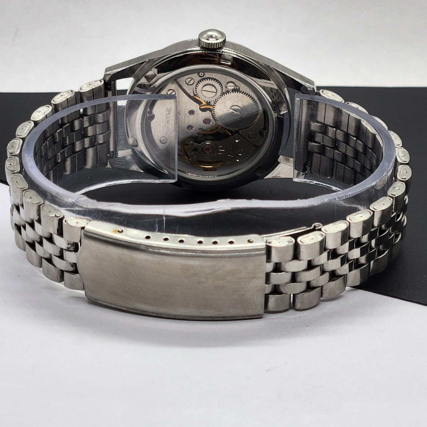 Vintage HMT Pilot Hand Winding 17 Jewels Silver Face Jubilee Bracelet Men's Wrist Watch F54