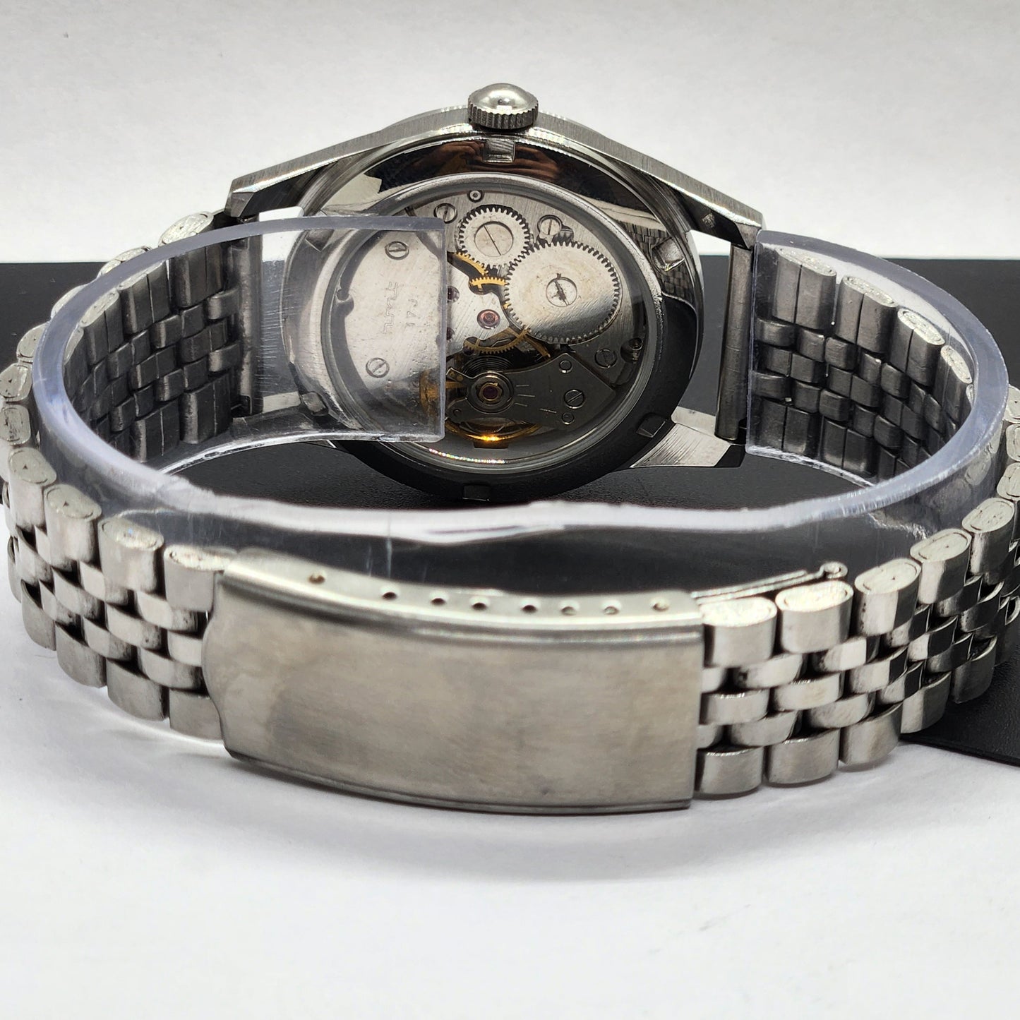 Vintage HMT Pilot Hand Winding 17 Jewels Orange Face Jubilee Bracelet Men's Wrist Watch F55