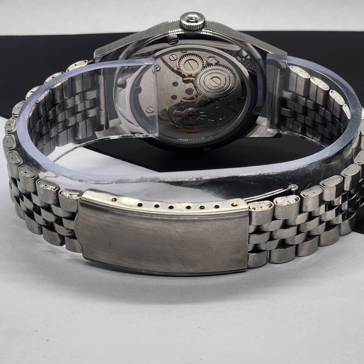 Vintage HMT Janata Hand Winding 17 Jewels Blue Face Jubilee Bracelet Men's Wrist Watch F57