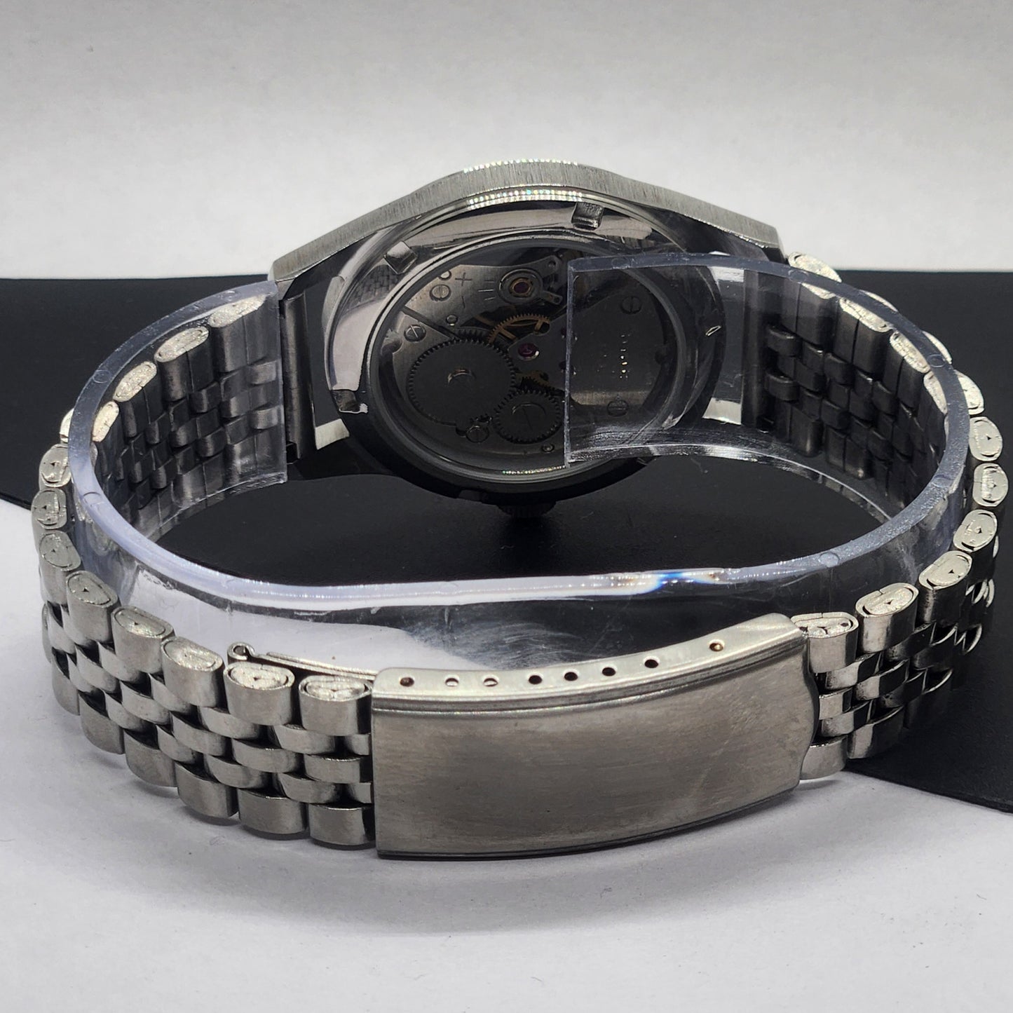Vintage HMT Janata Hand Winding 17 Jewels Blue Face Jubilee Bracelet Men's Wrist Watch F60