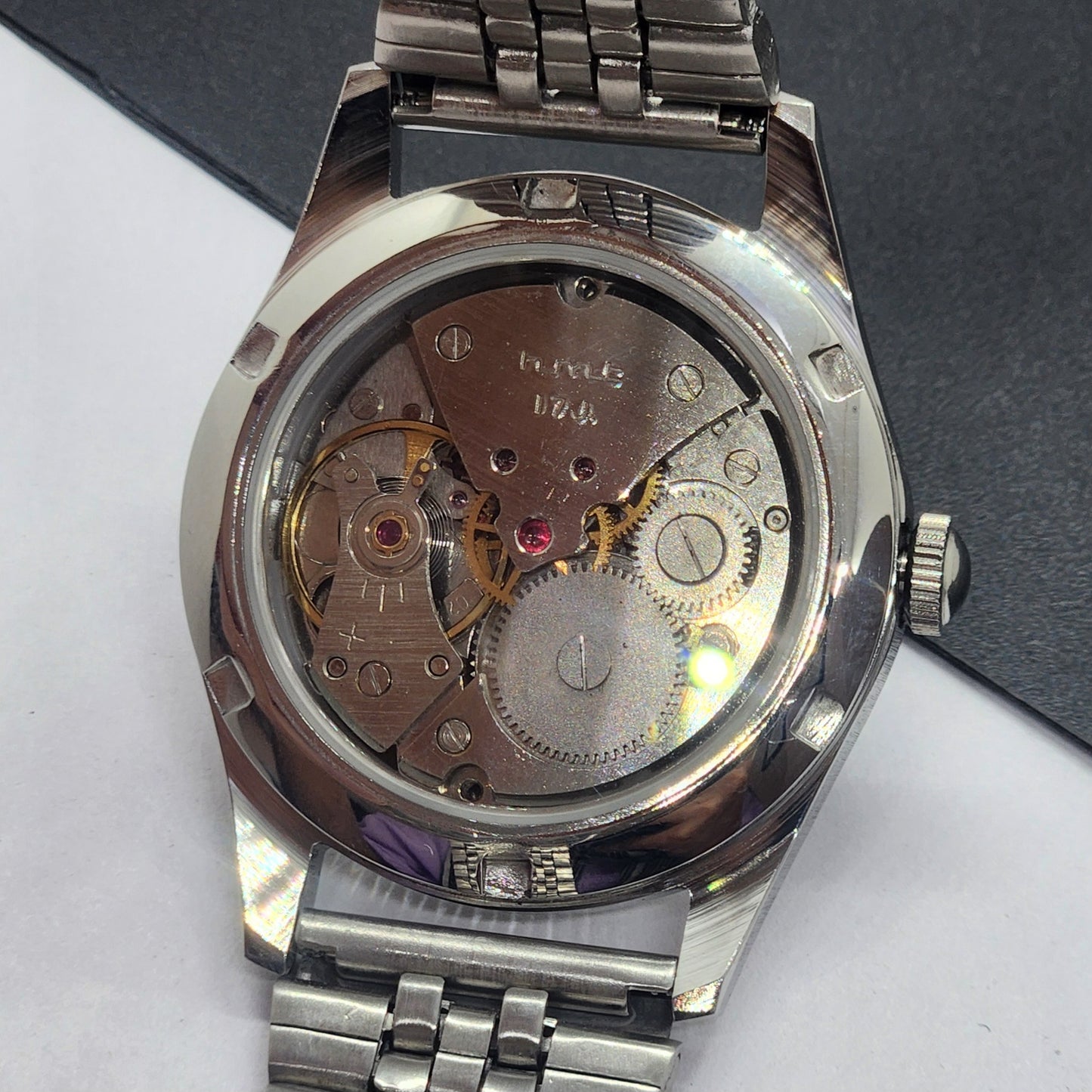 Vintage HMT Janata Hand Winding 17 Jewels Green Face Jubilee Bracelet Men's Wrist Watch F63