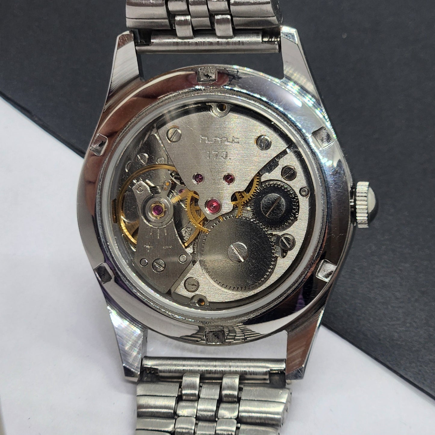 Vintage HMT Janata Devanagari Hand Winding 17 Jewels White Face Jubilee Bracelet Men's Wrist Watch F66