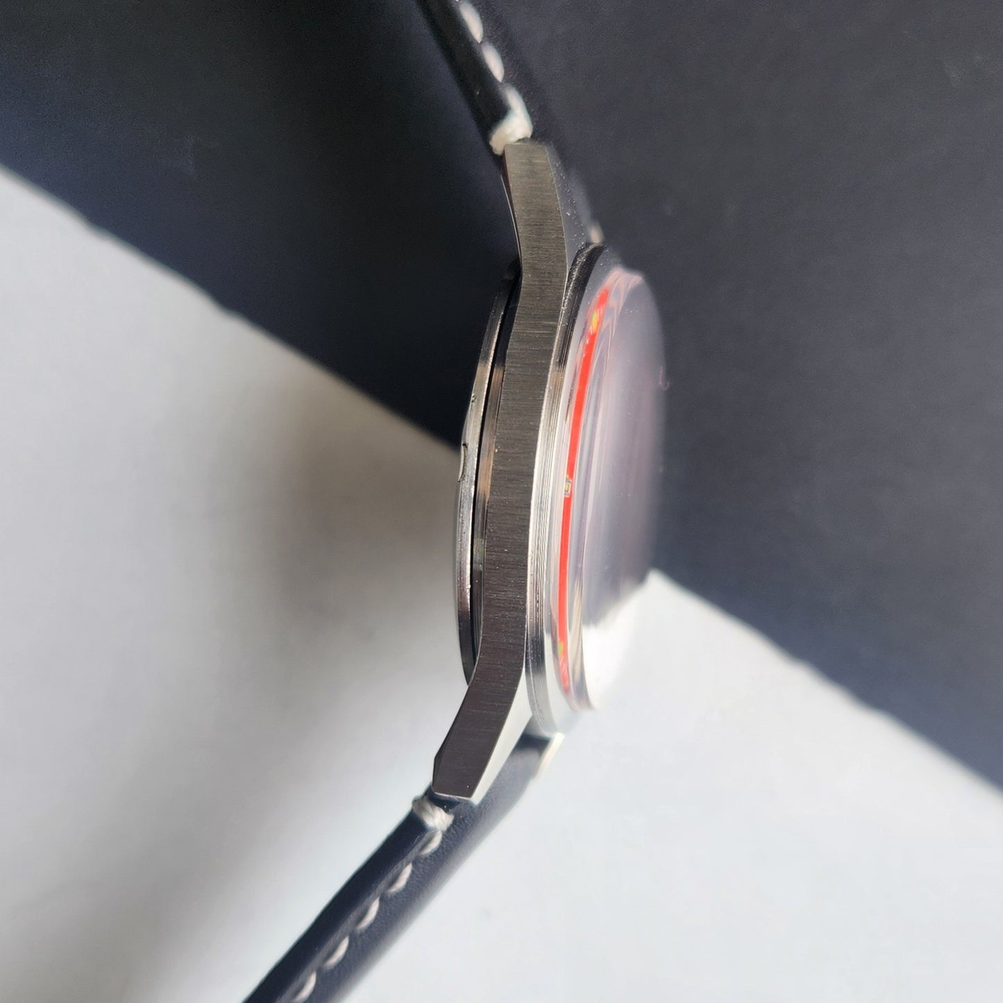 Vintage MOD HMT Pilot Hand Winding 17 Jewels Orange Face Black Leather Strap Men's Wrist Watch F77