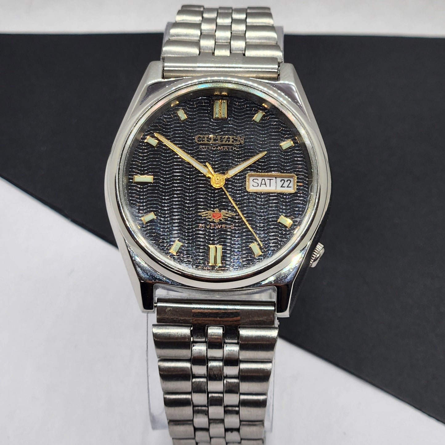 Vintage 1975 Original Citizen Automatic Cal. 8200 Black Face 21 Jewels Day-Date Japanese Men's Wrist Watch EG36