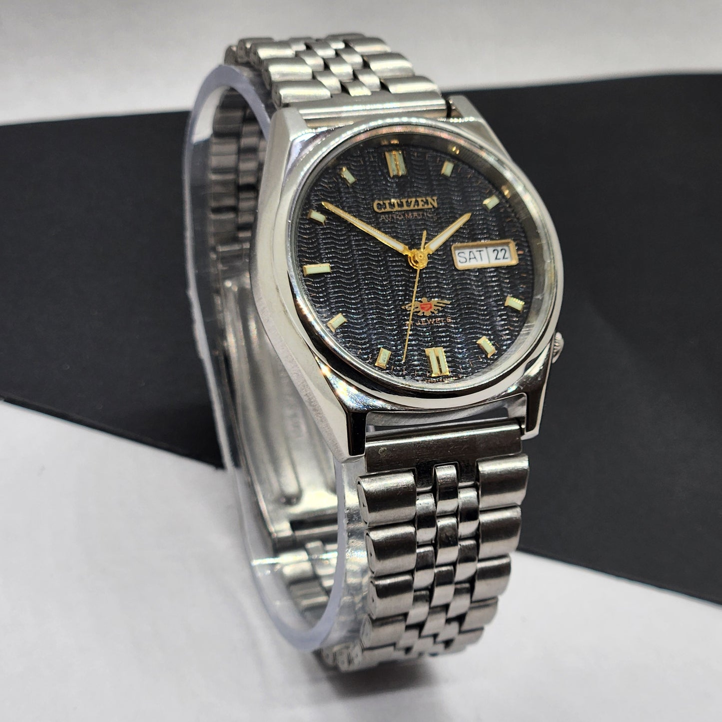 Vintage 1975 Original Citizen Automatic Cal. 8200 Black Face 21 Jewels Day-Date Japanese Men's Wrist Watch EG36