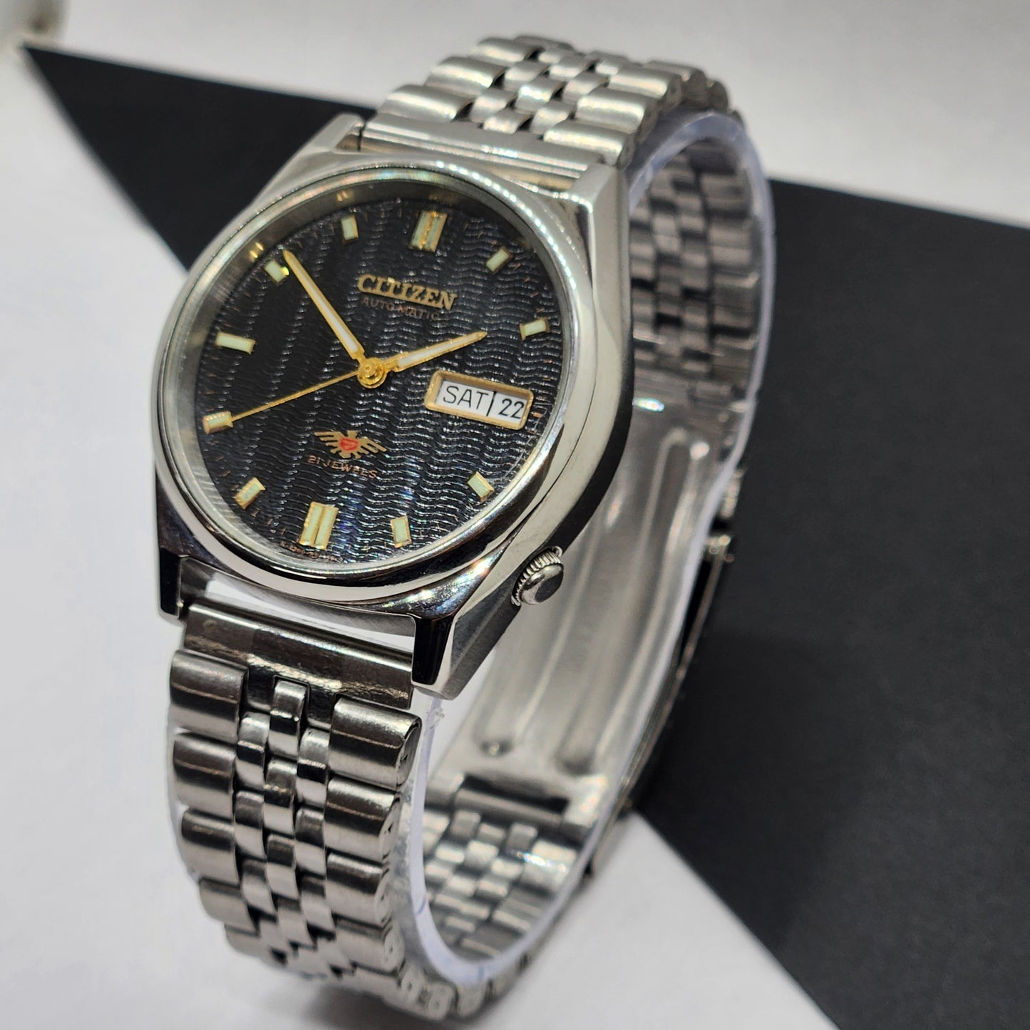 Vintage 1975 Original Citizen Automatic Cal. 8200 Black Face 21 Jewels Day-Date Japanese Men's Wrist Watch EG36
