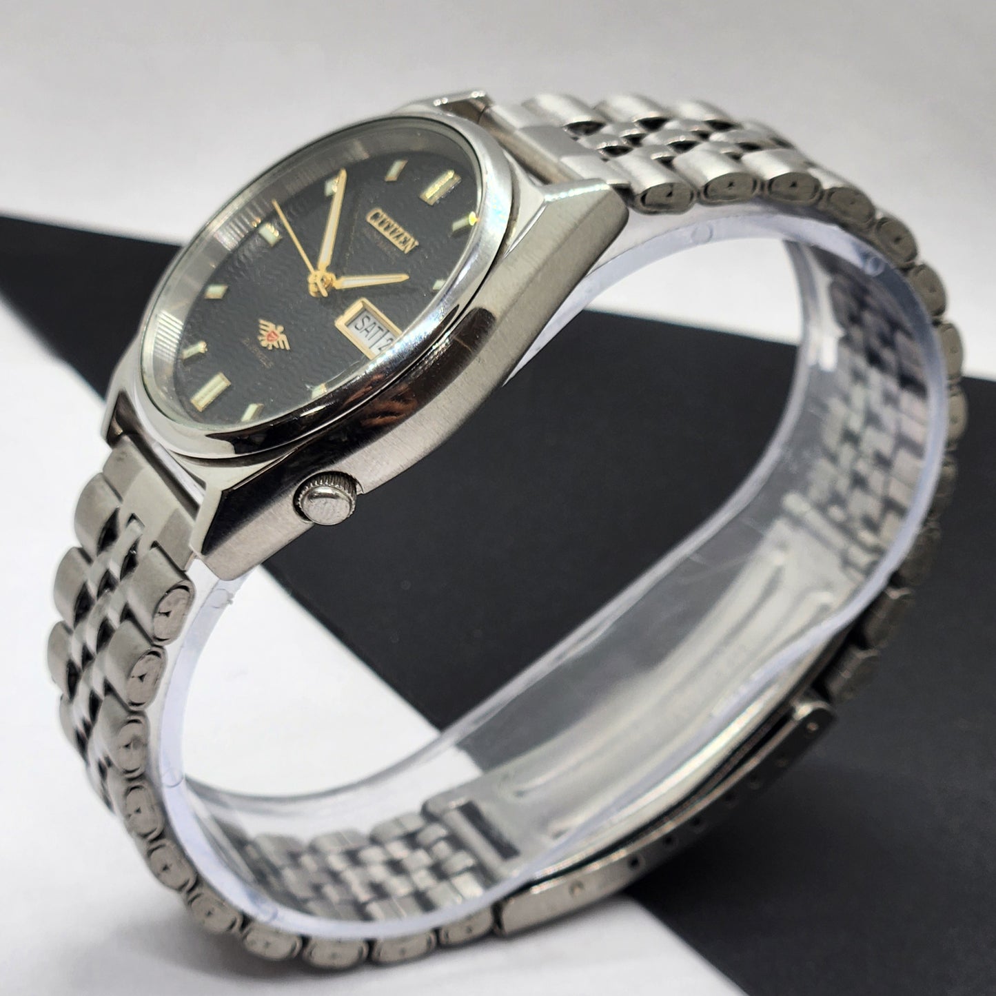 Vintage 1975 Original Citizen Automatic Cal. 8200 Black Face 21 Jewels Day-Date Japanese Men's Wrist Watch EG36